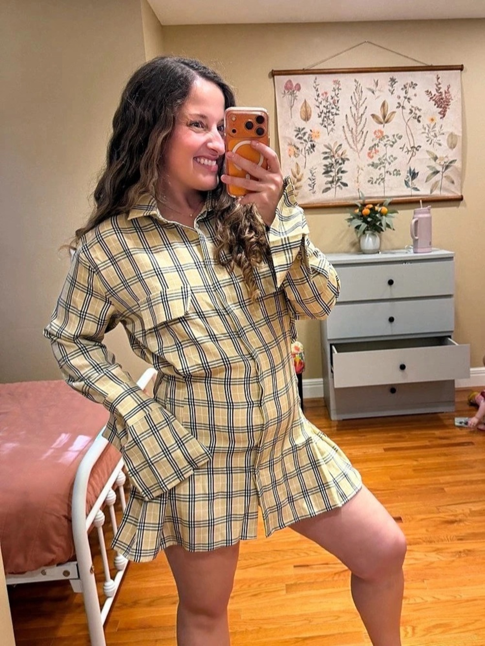 Lioness Plaid Button Down Cover Girl Mini Dressin Yellow & Black Medium Like New